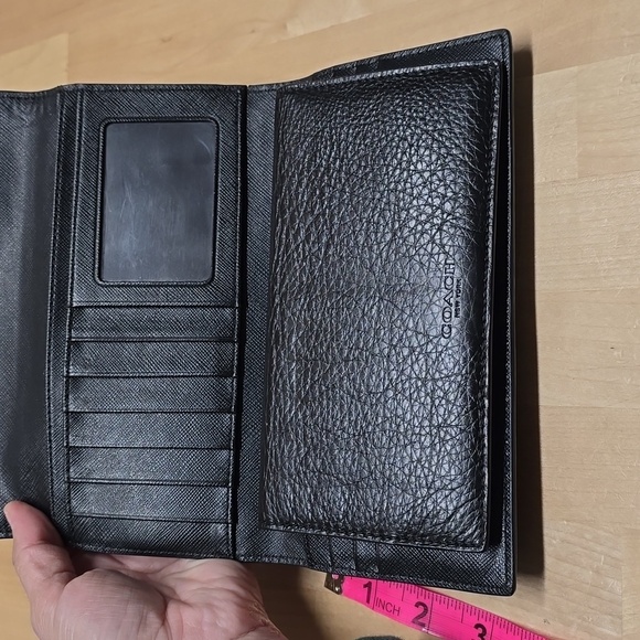 {Coach} Park Leather Turn lock Slim Envelope Wallet & Checkbook Holder - Picture 12 of 13